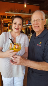 That famous White Sangria @ Maracas w/ daughter Tami on Grandparents Day made by bartender Richard